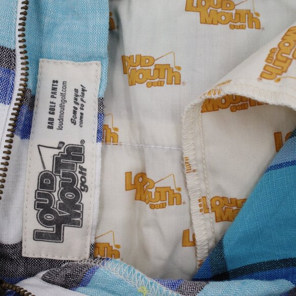 Loudmouth Pants Mens 40 L32 Bad Golf Cotton Flat Front Chino Retro Plaid Pockets - Picture 11 of 14